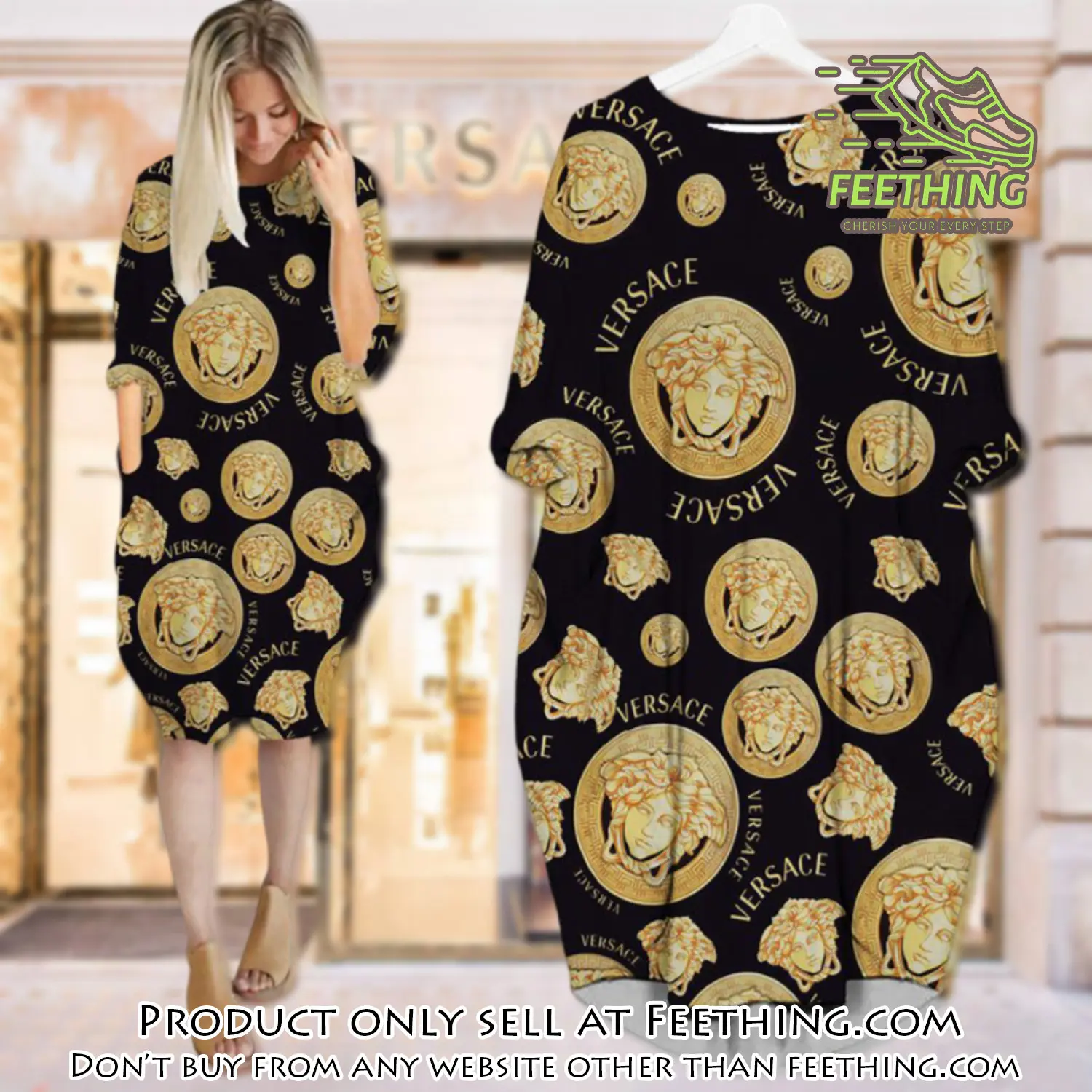 Gianni versace black batwing pocket dress luxury brand for women pd064 ft4834904